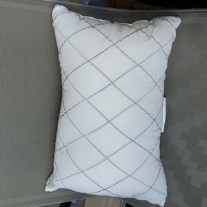 White Embroidered Silver Lattice Pattern Rectangle Decorative Pillow 12 x 18